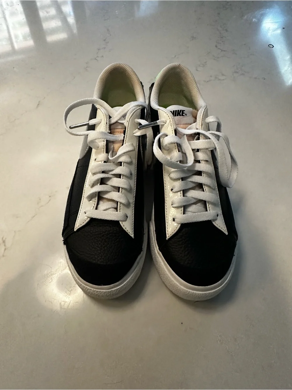 Nike Women’s Black, Silver and Green Low-Top Platform Sneakers 8.5